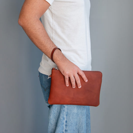 Will - Leather clutch bag with handle