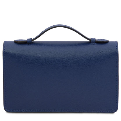 Opera - Leather clutch with chain strap in Palmellato calfskin leather