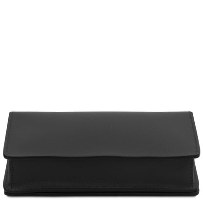 Opera - Leather clutch with chain strap in Palmellato calfskin leather
