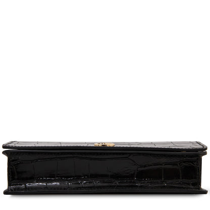 Opera Croque - Croc print leather clutch with chain strap