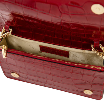 Opera Croque - Croc print leather clutch with chain strap