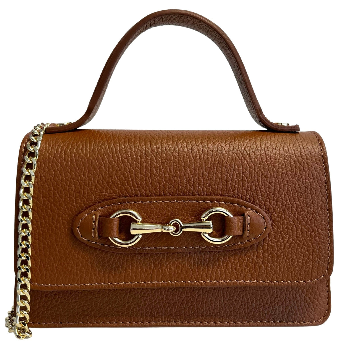 Sofia Leather Horse Bit Handbag with Chain Strap