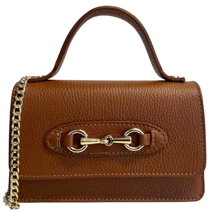 Sofia Leather Horse Bit Handbag with Chain Strap