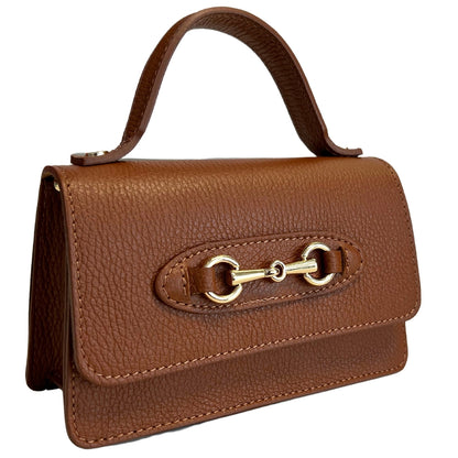 Sofia Leather Horse Bit Handbag with Chain Strap