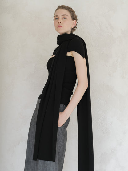Sciarpa maxi a coste in puro cashmere