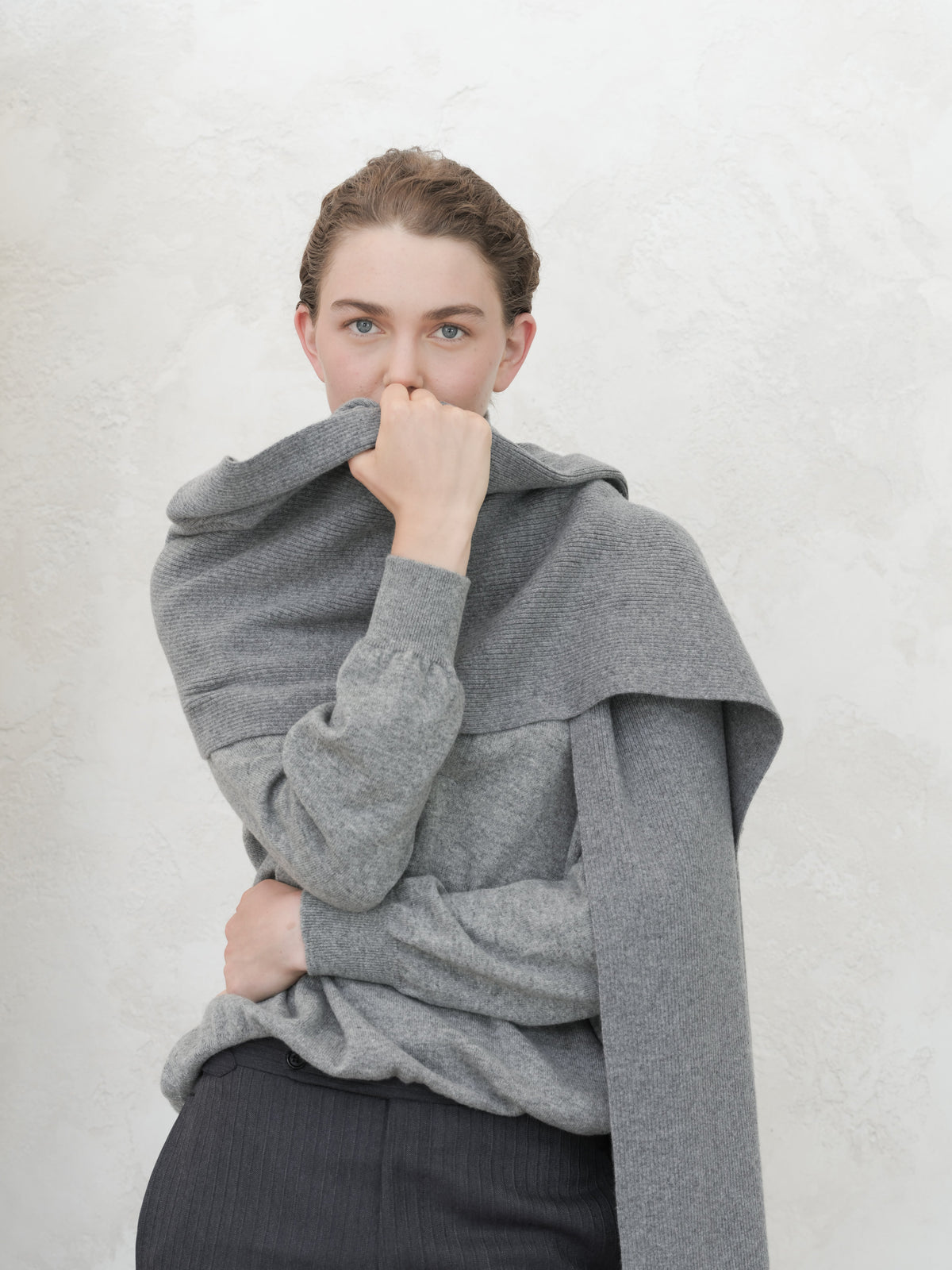 Sciarpa maxi a coste in puro cashmere