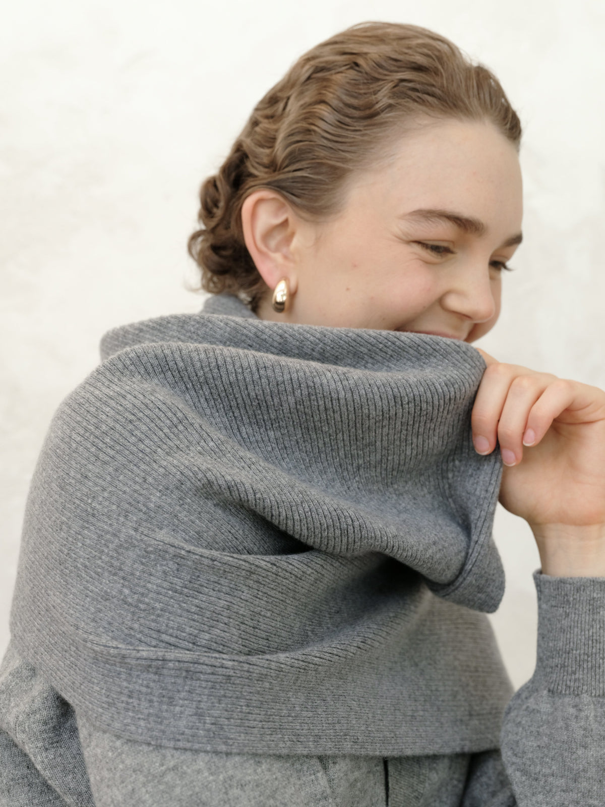 Sciarpa maxi a coste in puro cashmere