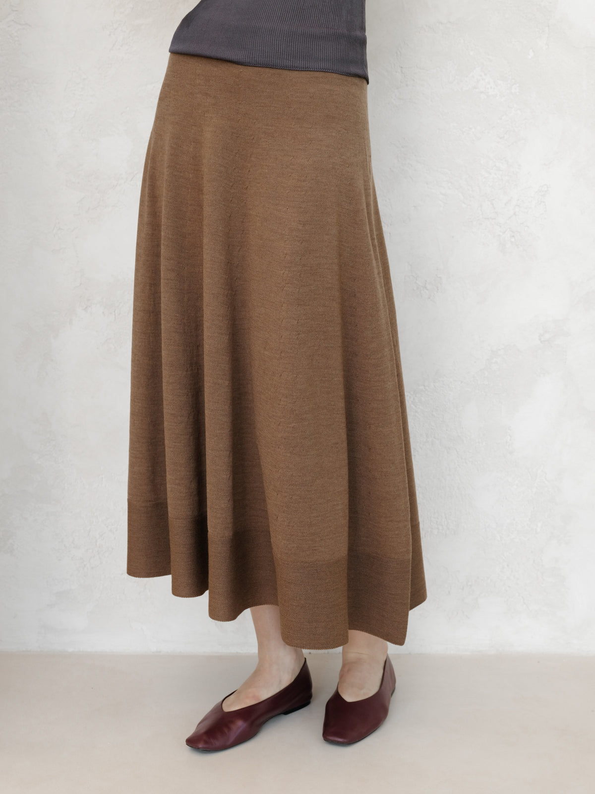 Extra Fine Merino Wool A-Line Skirt (3D-Knit)