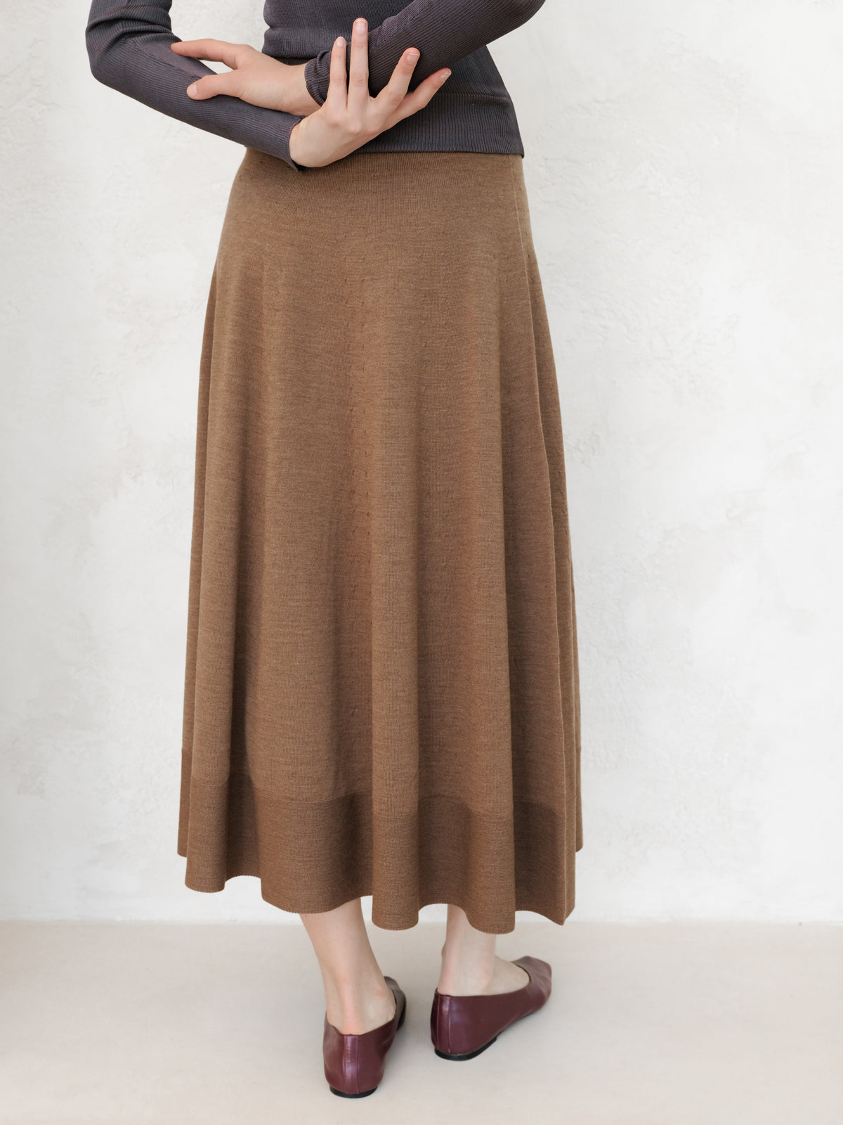 Extra Fine Merino Wool A-Line Skirt (3D-Knit)