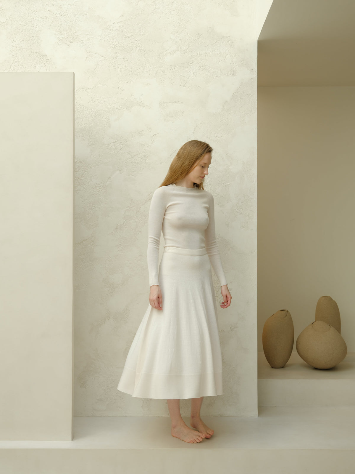 Extra Fine Merino Wool A-Line Skirt (3D-Knit)