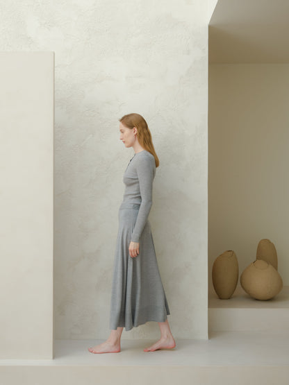 Extra Fine Merino Wool A-Line Skirt (3D-Knit)