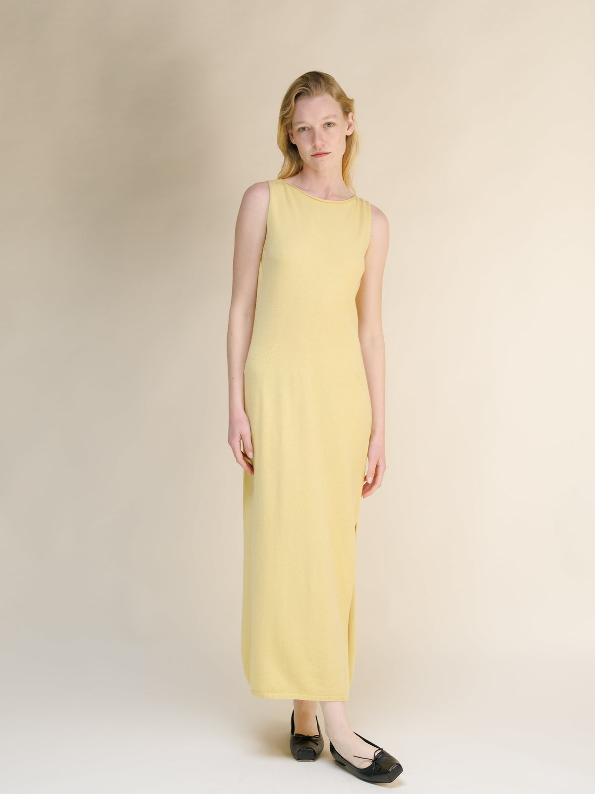 Cashmere Blend Boat Neck Sleeveless Dress (3D-Knit)