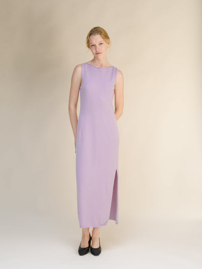 Cashmere Blend Boat Neck Sleeveless Dress (3D-Knit)