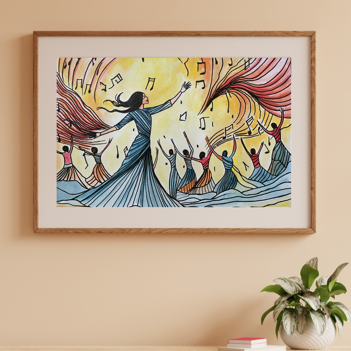 Obras de arte A Symphony of Dance | Pen and Ink Watercolor Painting San Rocco Italia