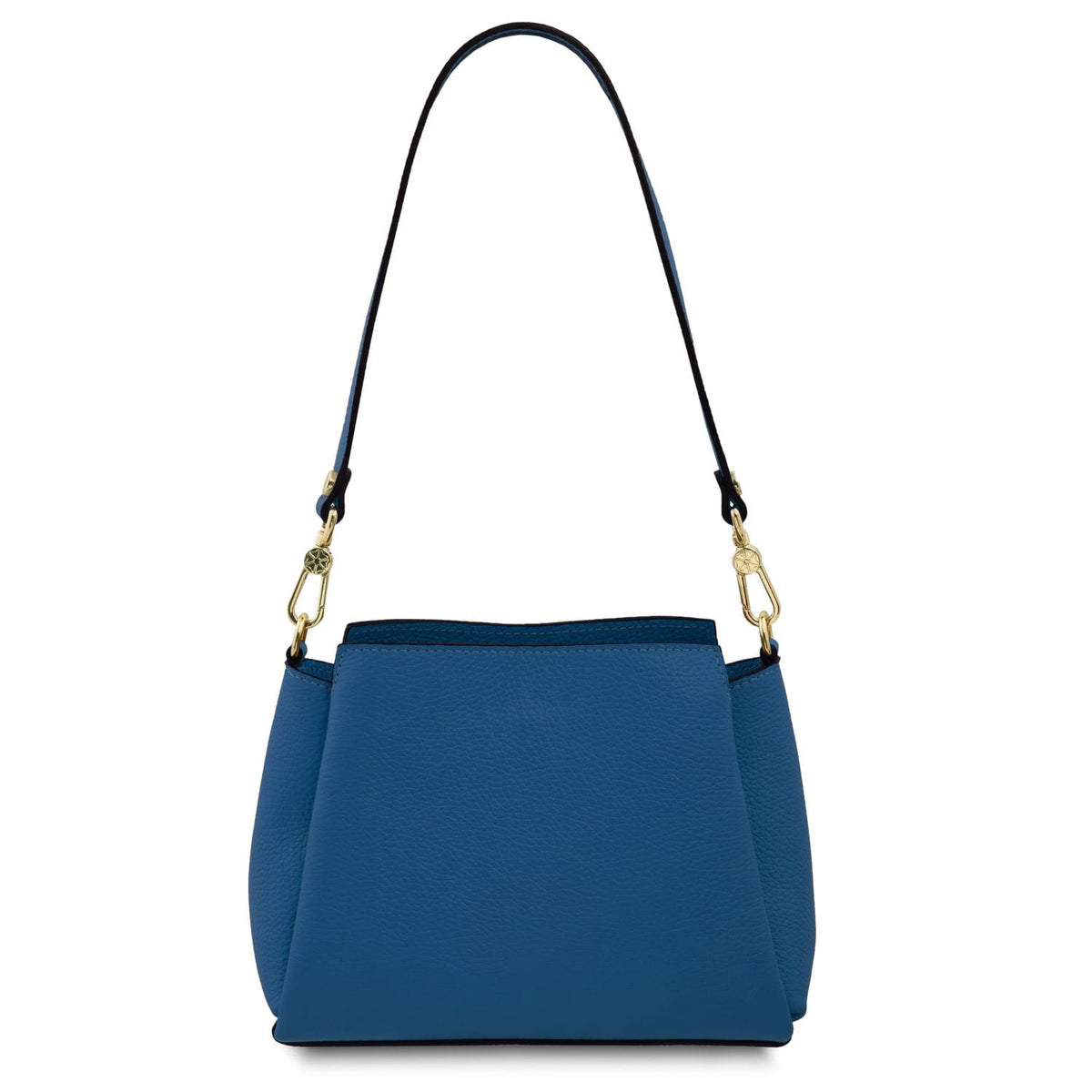 Blue Abby leather shoulder bag with verstellbarer Riemen and goldfarbene Beschläge