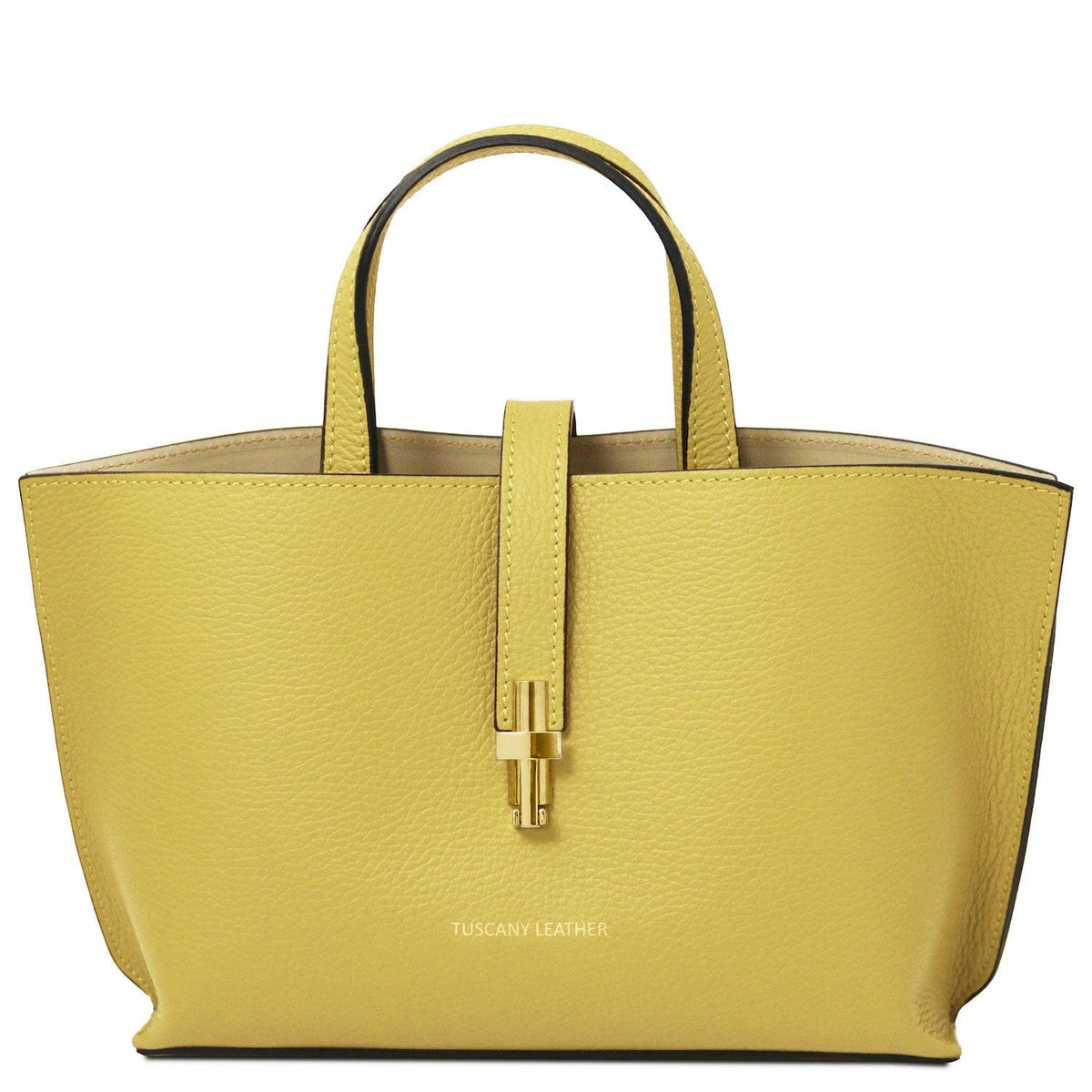 Leather handbags Lime Yellow Agatha - Women's leather tote purse | TL142456 San Rocco Italia