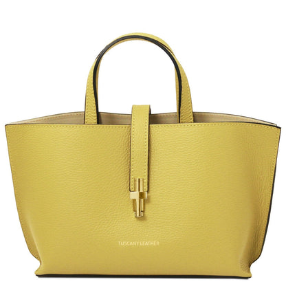 Leather handbags Lime Yellow Agatha - Women's leather tote purse | TL142456 San Rocco Italia