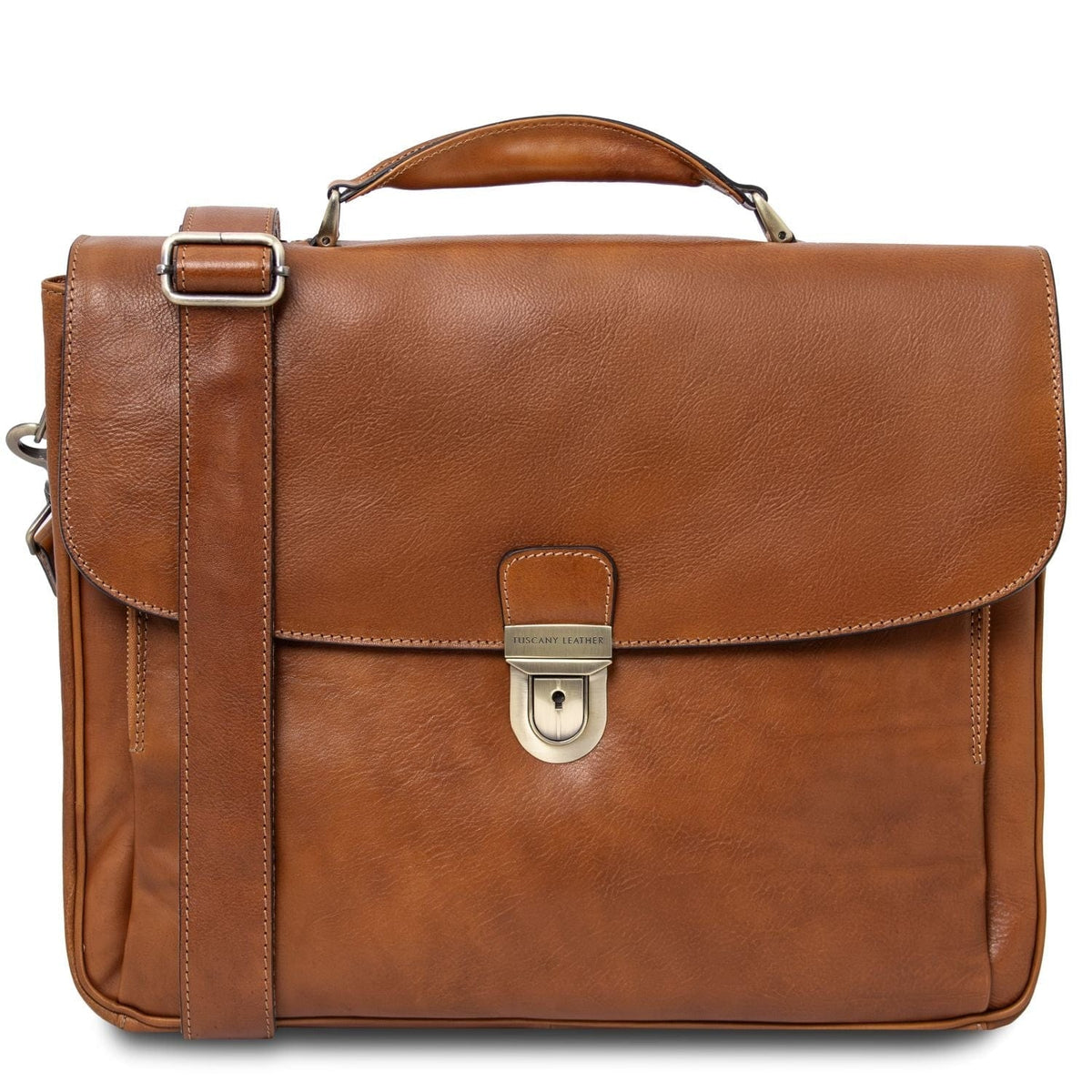 Leren aktetassen Naturel Alessandria - Mat leather multi compartment TL SMART laptop briefcase | TL142067 San Rocco Italia