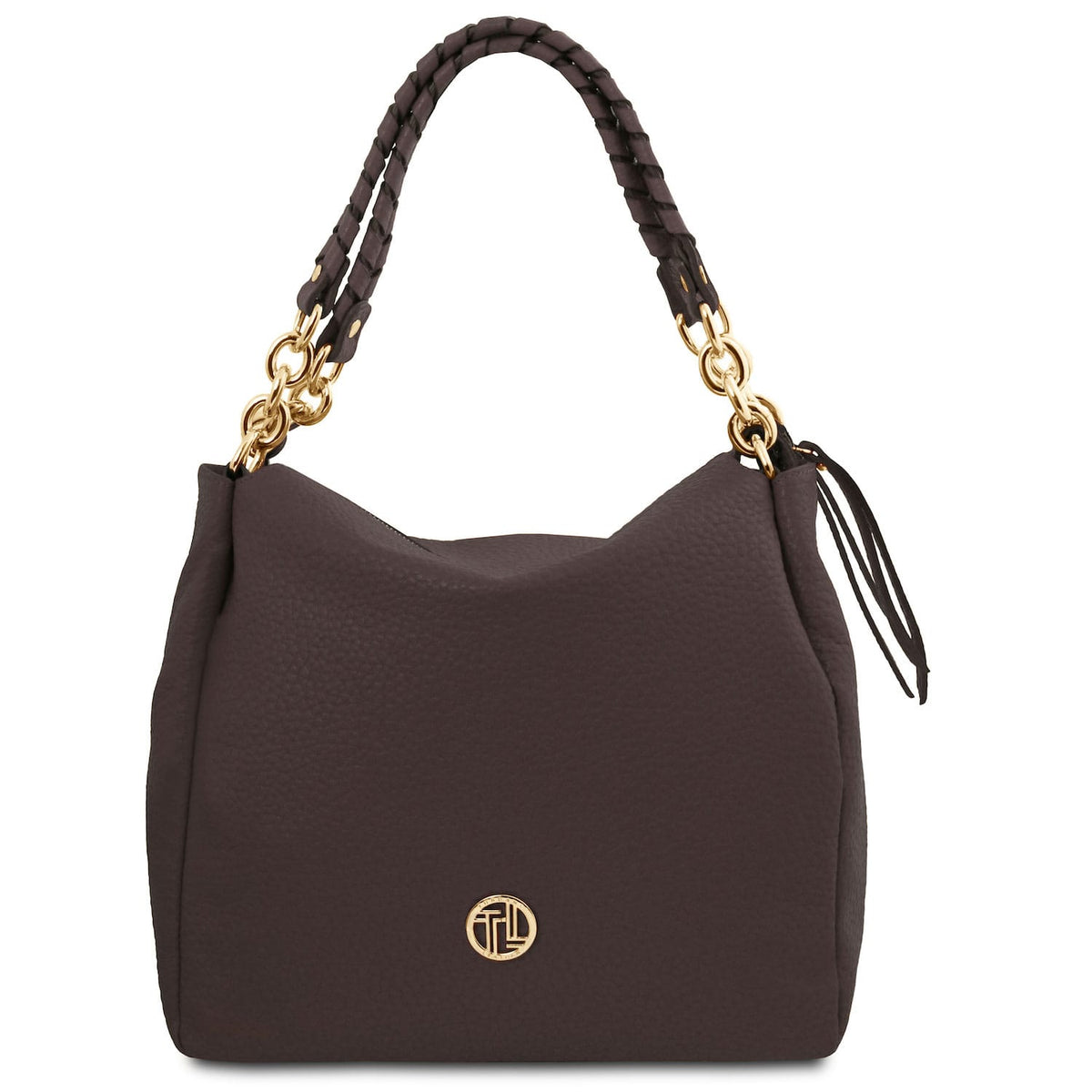 Leder-Schultertaschen Dunkelbraun Amy - Soft Italian leather shopping bag | TL142385 San Rocco Italia