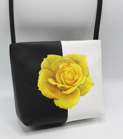 Handbag & Wallet Accessories Aria - Sustainable Apple Skin Leather Hand Painted Yellow Rose Bag San Rocco Italia