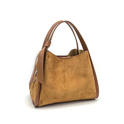 Pienza – Italian Suede Leather Tote Handbag – Espresso Brown