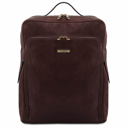 Leather laptop bags Dark Brown Bangkok - Matte leather laptop backpack - Large size | TL142336 San Rocco Italia