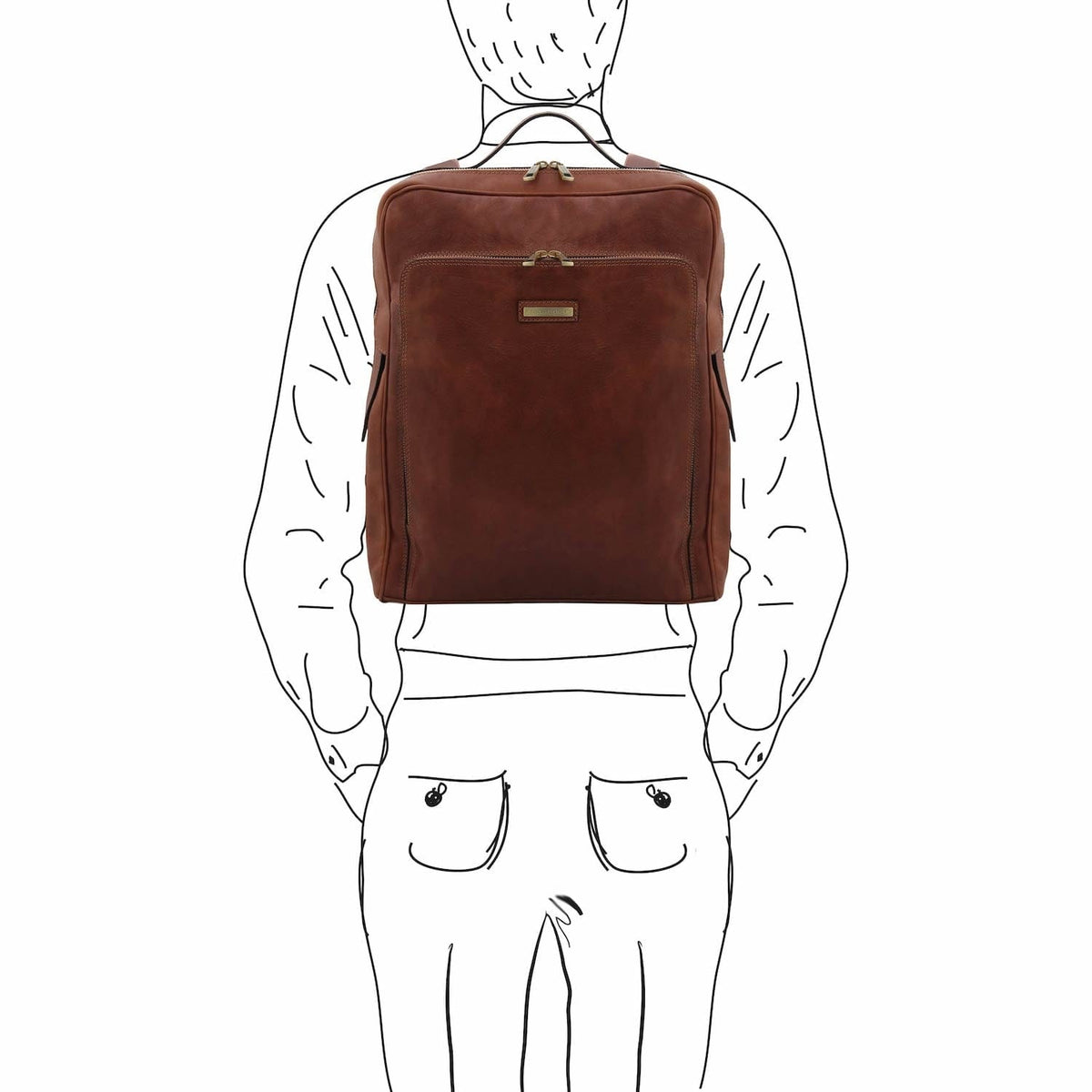 Leather laptop bags Bangkok - Matte leather laptop backpack - Large size | TL142336 San Rocco Italia