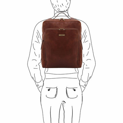 Leather laptop bags Bangkok - Matte leather laptop backpack - Large size | TL142336 San Rocco Italia