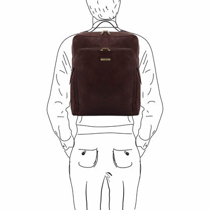 Leather laptop bags Bangkok - Matte leather laptop backpack - Large size | TL142336 San Rocco Italia