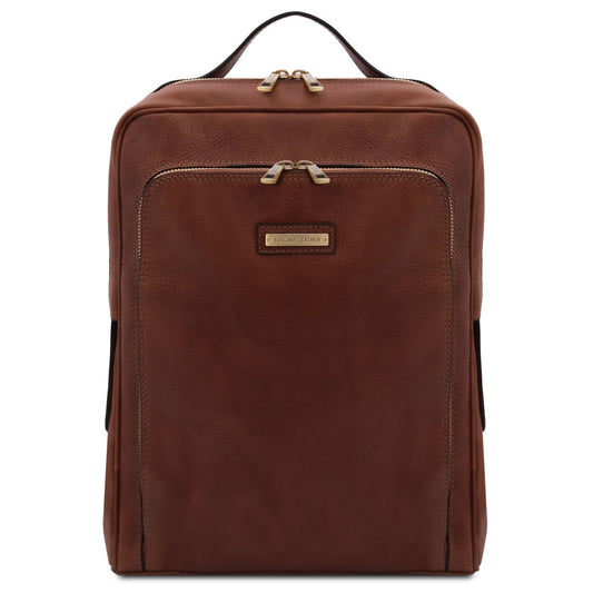 Leather Backpacks Brown Bangkok - Matte leather laptop backpack | TL141793 San Rocco Italia