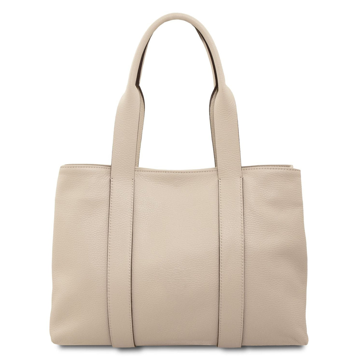 Callie piel suave shoulder bag in beige with two asas largas and clean pebble texture