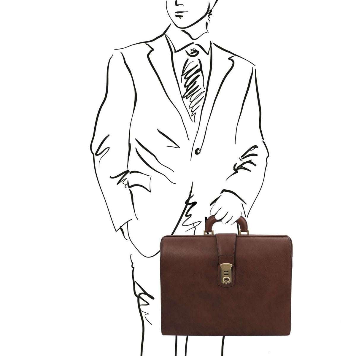 Doctor bags Canova - Leather doctor bag briefcase 3 compartments | TL142352 San Rocco Italia