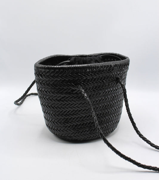 Handbag & Wallet Accessoires Carmel - Hand Woven Full Grain Leather Sac seau Noir San Rocco Italia