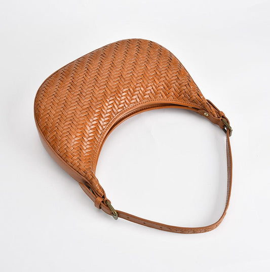 Handbag & Wallet Accessoires Carmel - Hand Woven Leather Moon Crescent Bag Braun San Rocco Italia