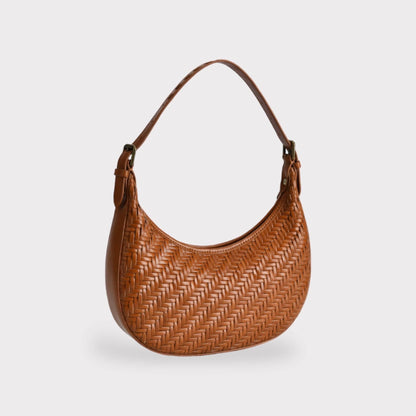 Handbag & Wallet Accessories Carmel - Hand Woven Leather Moon Crescent Bag Brown San Rocco Italia