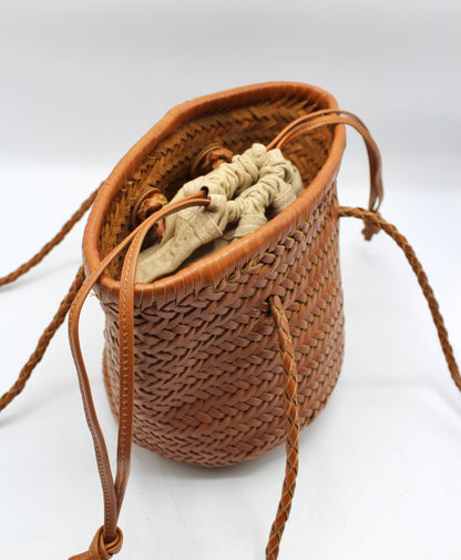 Handbag & Wallet Acessórios Carmel- Hand Woven Leather Shoulder Mala bucket Castanho San Rocco Italia