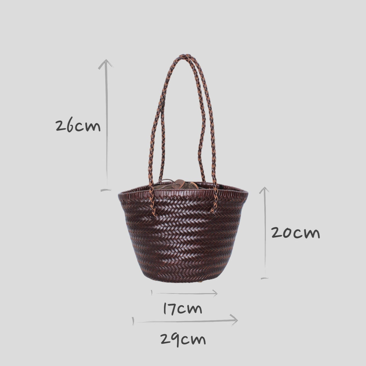 Handbag & Wallet Accessories Carmel- Hand Woven Leather Shoulder Bucket Bag Chocolate San Rocco Italia