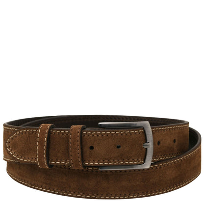 Leather Belts for men Marron / 95 cm Casual suede leather belt 35mm | TL142537 San Rocco Italia