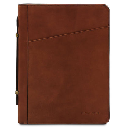 Cesare - Leather document case with handle and ring binder | TL142554