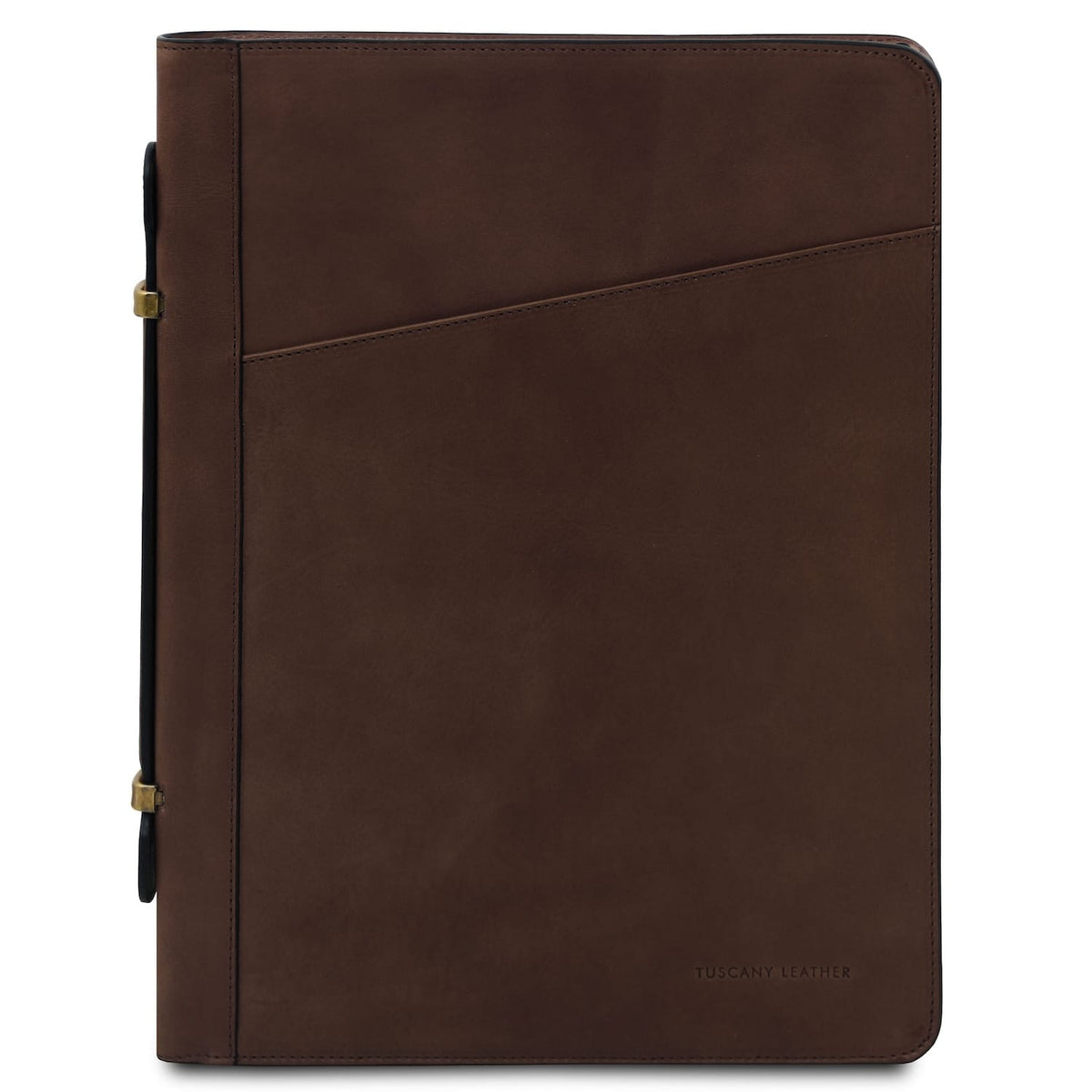 Cosconhaquetino brown leather document case with diagonal front pocket and neat stitching