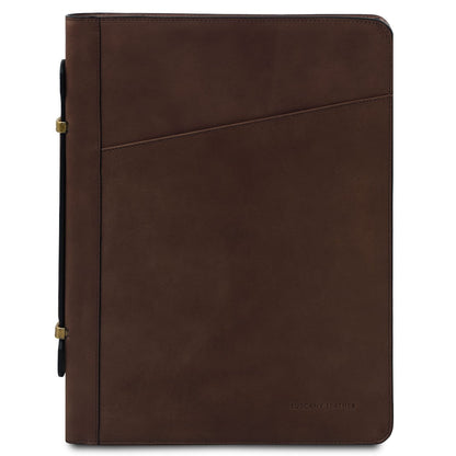 Cosconhaquetino brown leather document case with diagonal front pocket and neat stitching