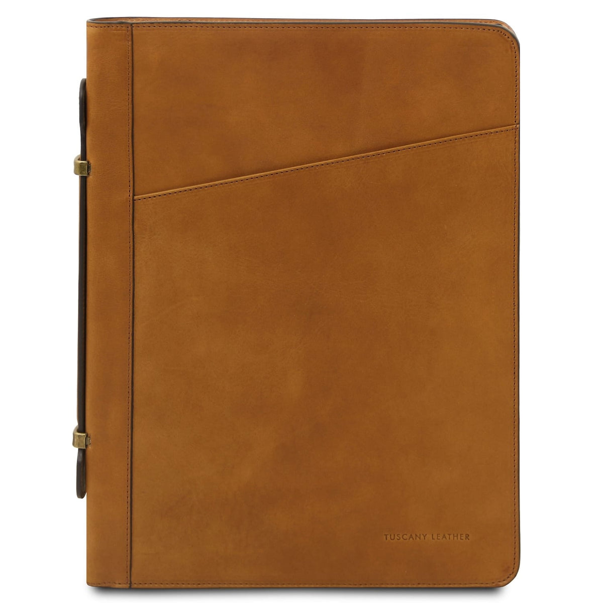 Conhaque leather document case with side handle and diagonal front pocket