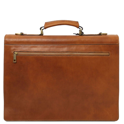 Leather briefcases Cremona - 3 compartment matte leather briefcase | TL142448 San Rocco Italia