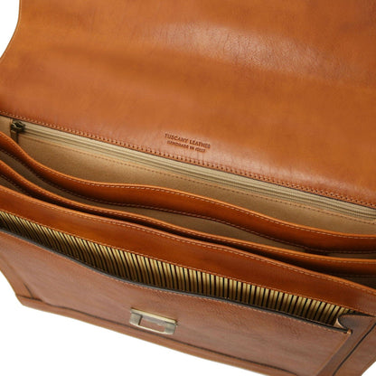 Leather briefcases Cremona - 3 compartment matte leather briefcase | TL142448 San Rocco Italia