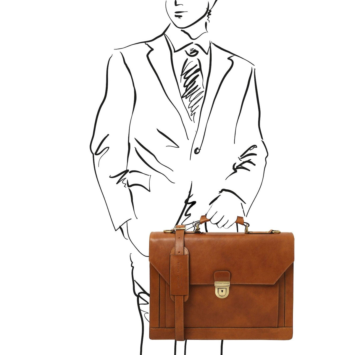Leather briefcases Cremona - 3 compartment matte leather briefcase | TL142448 San Rocco Italia