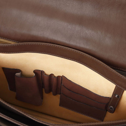 Leather briefcases Cremona - 3 compartment matte leather briefcase | TL142448 San Rocco Italia