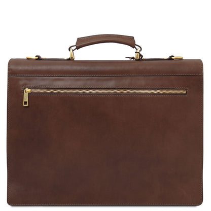 Leather briefcases Cremona - 3 compartment matte leather briefcase | TL142448 San Rocco Italia
