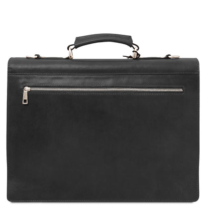 Leather briefcases Cremona - 3 compartment matte leather briefcase | TL142448 San Rocco Italia