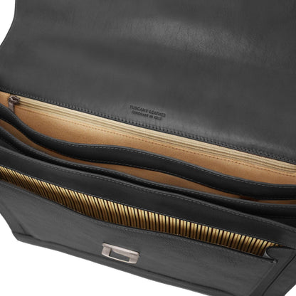 Leather briefcases Cremona - 3 compartment matte leather briefcase | TL142448 San Rocco Italia