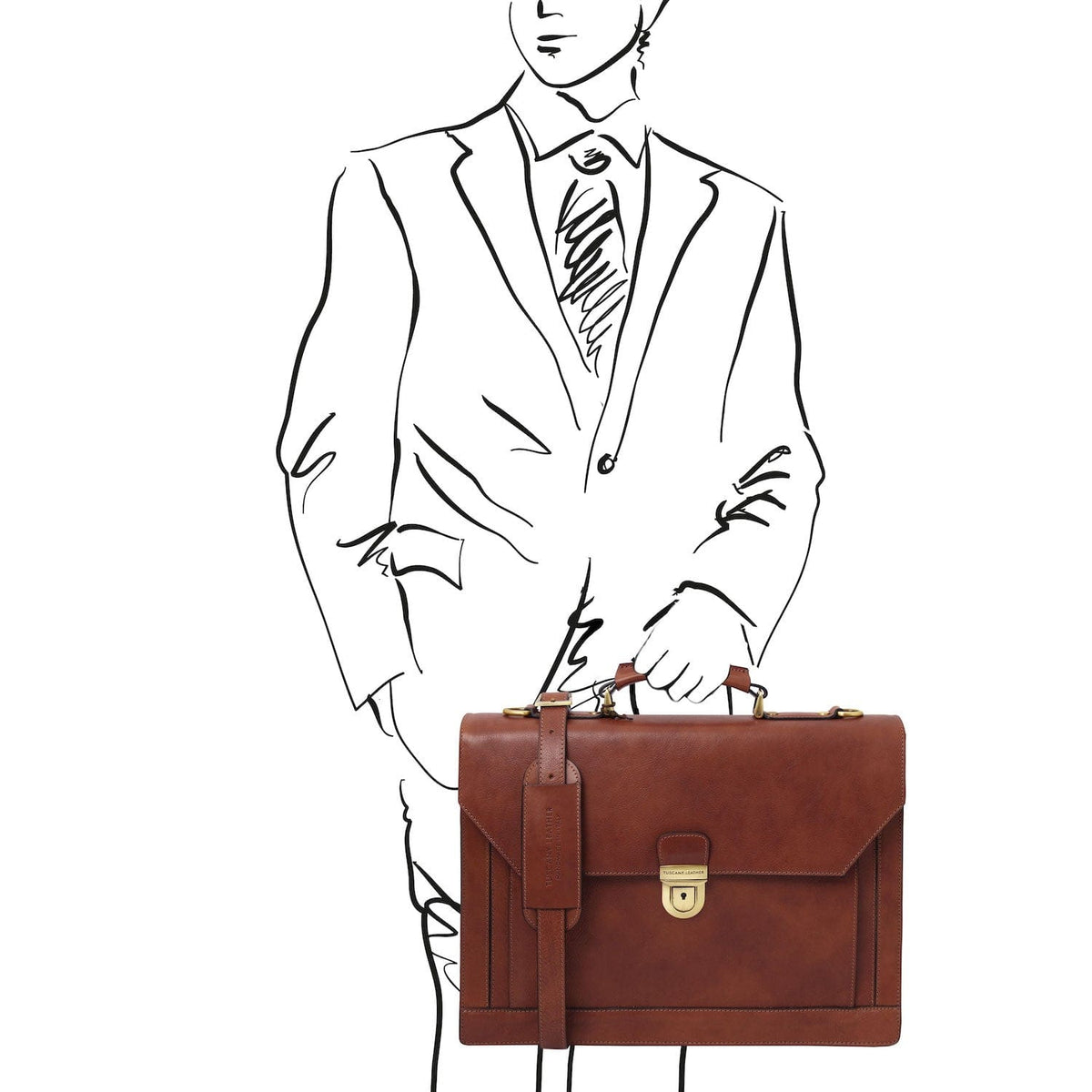 Leather briefcases Cremona - 3 compartment matte leather briefcase | TL142448 San Rocco Italia